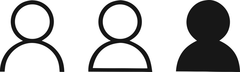 User avatar icon, profile symbol in outline and solid style, flat person icon 
