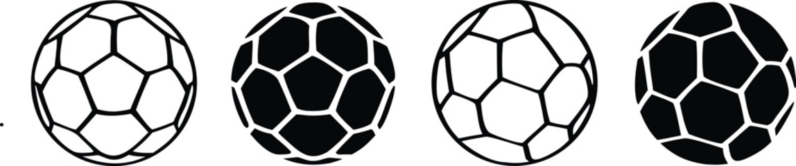 Obraz premium Soccer ball set icons, football signs, line soccer sport ball – vector 