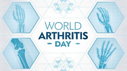 World arthritis day awareness banner with hand and bone skeleton illustration design