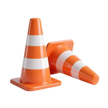 3d VLC media traffic cones icon in white transparent png background cutout