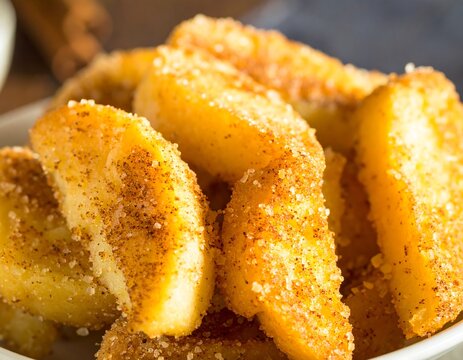 Sweet, spiced apple slices in a bowl