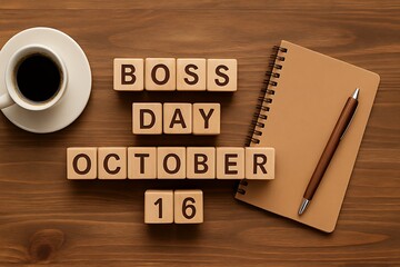 Boss Day October 16 Wooden Letter Blocks Office