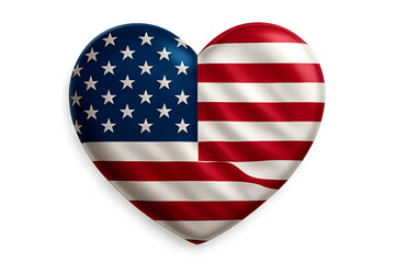 A heart shaped american flag with stars and stripes on a white background