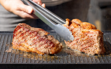 freshly grilled steaks