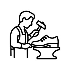 Line icon shoemaker repairing shoes vector on white background
Vector line icon on white background