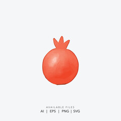 Minimalist pomegranate fruit vector logo, Fresh organic pomegranate silhouette design,healthy superfood fruit emblem illustration