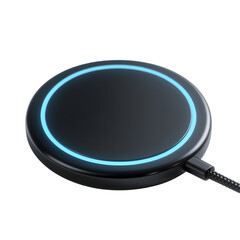 3d wireless charging pad icon in white transparent png background cutout	

