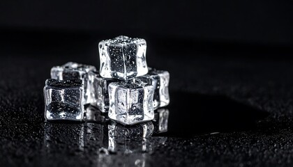 Ice cubes on a dark surface