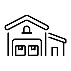 An outline style icon depicting warehouse