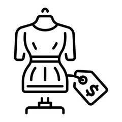 An outline style icon depicting cloth sale
