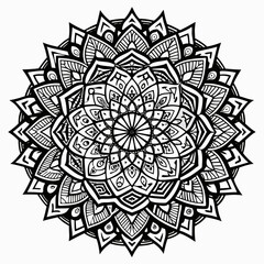 Fototapeta premium Intricate black and white mandala design silhouette isolated on white background