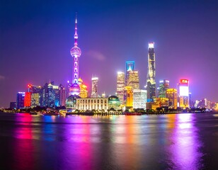 Obraz premium Shanghai Skyline at Night