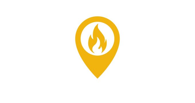 Animated design of a yellow local pin on a white background