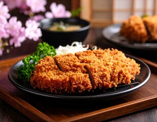 Crispy breaded cutlet on a plate