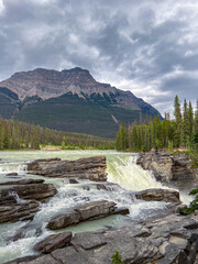 Athabasca Falls below Mount Kerkeslin, Jasper NP, Canada