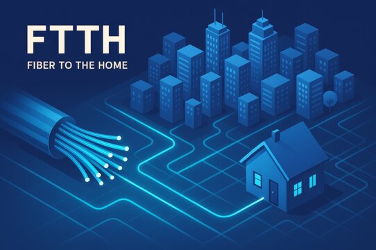Fiber to the home premises curb tower - FTTH internet network broadband direct fibre for faster speeds