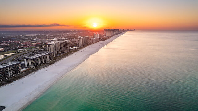 Aerial View of Panama City Beach Florida at Sunrise - Powered by Adobe
