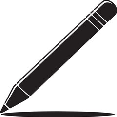 A graphic illustration of a black pencil with a shadow on a white background simple and minimalist