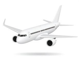White airplane illustration on a white background.  3D rendered