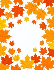 Obraz premium Autumn Leaves Frame on White Background