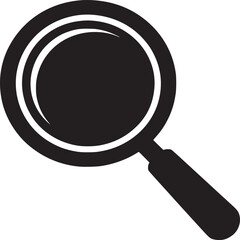 Isolated black magnifying glass with handle on a white background in a simple graphic style