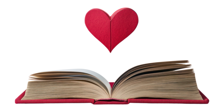 PNG Heart floating out book heart publication.