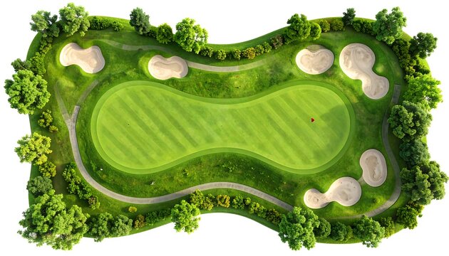 Golf course hole aerial view.