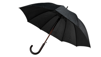 Wet Umbrella PNG, Realistic Rain-Cover Accessory with Water Droplets, Transparent Background, Weather and Rain Protection