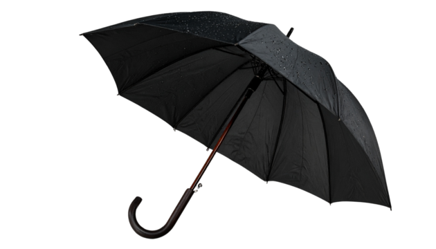 Wet Umbrella PNG, Realistic Rain-Cover Accessory with Water Droplets, Transparent Background, Weather and Rain Protection - Powered by Adobe