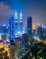 Illuminated cityscape at night