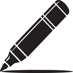 A black marker with white stripes is drawing a line on a white background in a simple illustration