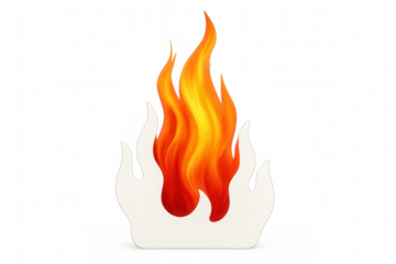 Fiery illustration featuring vivid, rising flames on transparent backdrop, enhancing graphic design with dynamic visual energy