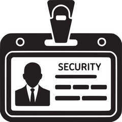 A black and white security badge with a silhouette of a person and the word security displayed