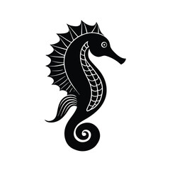 Stylized seahorse silhouette with coiled tail fin detail animal ocean