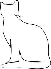 Black cat outline vector, great for Halloween decor, prints, and cat lover designs.