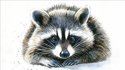 Cute cartoon raccoon, suitable for children's books, greeting cards or educational material.