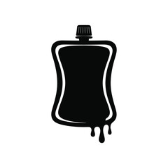 Obraz premium A single, smooth vector silhouette of a Blood Bag Juice Pack, designed with a spooky Halloween theme 