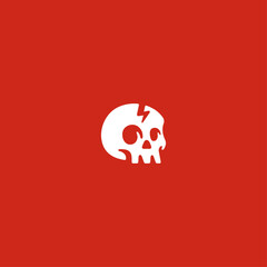 Cute skull logo icon flat vector design