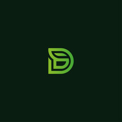 Letter D nature logo icon flat vector design