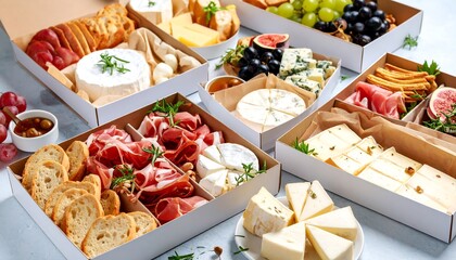 Assorted gourmet cheese and charcuterie boxes
