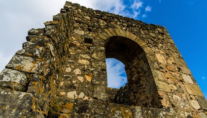 Close-up view of an ancient stone archway.