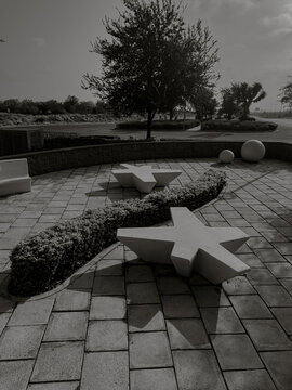 Star stone bridge in the park