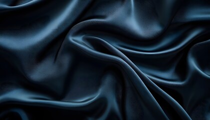 Fototapeta premium This image captures the intricate folds and creases of a deep blue silk fabric, creating a rich texture with varying shades.