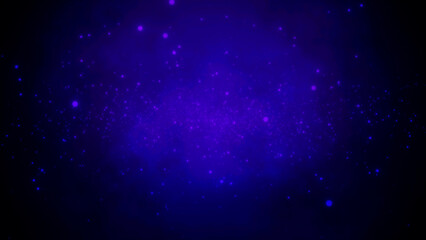 Animation of blue purple particles of light moving to centre from left and right, on black