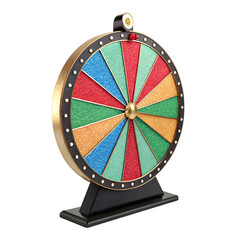 Colorful prize wheel game isolated on transparent background