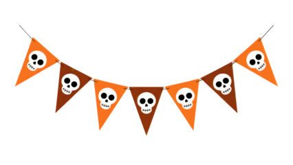 Spooky skull pennant banner graphic ready to decorate your Halloween party or add a festive touch transparent PNG, isolated background