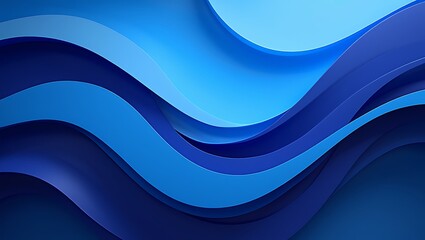 Clean Abstract Background with Serene Layers of Deep Blue and Light Blue Wavy Shapes