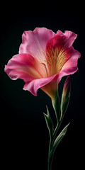 Fototapeta premium Close-up of a vibrant hibiscus flower on a dramatic black background