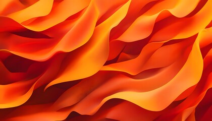 This abstract image displays a harmonious blend of red and orange hues, characterized by smooth, undulating lines and soft, draped folds, creating a sense of dynamic movement and subtle depth.