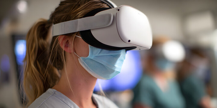 Healthcare Professional Using VR Headset